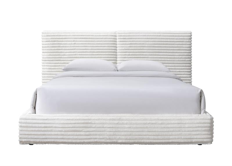 Halmar 200 x 160 cm Pat tapitat cu stofa, Maderis Velvet Crem