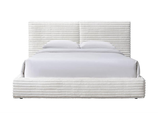 Halmar 200 x 160 cm Pat tapitat cu stofa, Maderis Velvet Crem