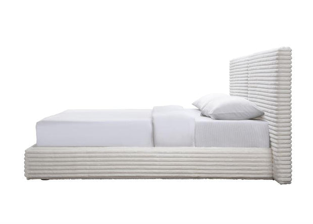 Halmar 200 x 160 cm Pat tapitat cu stofa, Maderis Velvet Crem