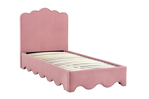 Halmar 200 x 90 cm Pat tapitat cu stofa, Orsola Velvet Roz