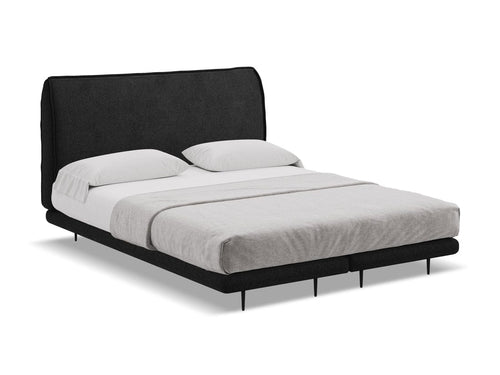 Makamii 200 x 140 cm Pat tapitat cu stofa, saltea inclusa, Halia C1 Negru