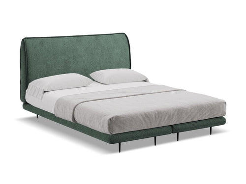 Makamii 200 x 140 cm Pat tapitat cu stofa, saltea inclusa, Halia C15 Verde