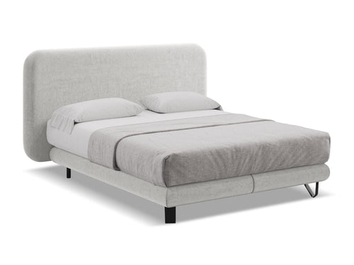 Makamii 200 x 140 cm Pat tapitat cu stofa, saltea inclusa, Ilima Velvet C18 Argintiu