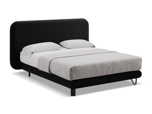 Makamii 200 x 140 cm Pat tapitat cu stofa, saltea inclusa, Ilima Velvet C23 Negru