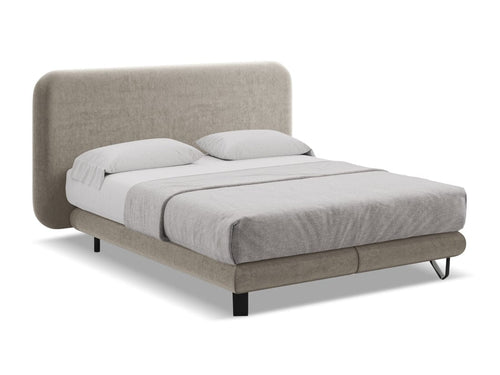 Makamii 200 x 140 cm Pat tapitat cu stofa, saltea inclusa, Ilima Velvet C3 Cappuccino