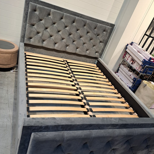 Pat tapitat cu stofa, Somiera Fixa, Sofia Velvet Gri Inchis