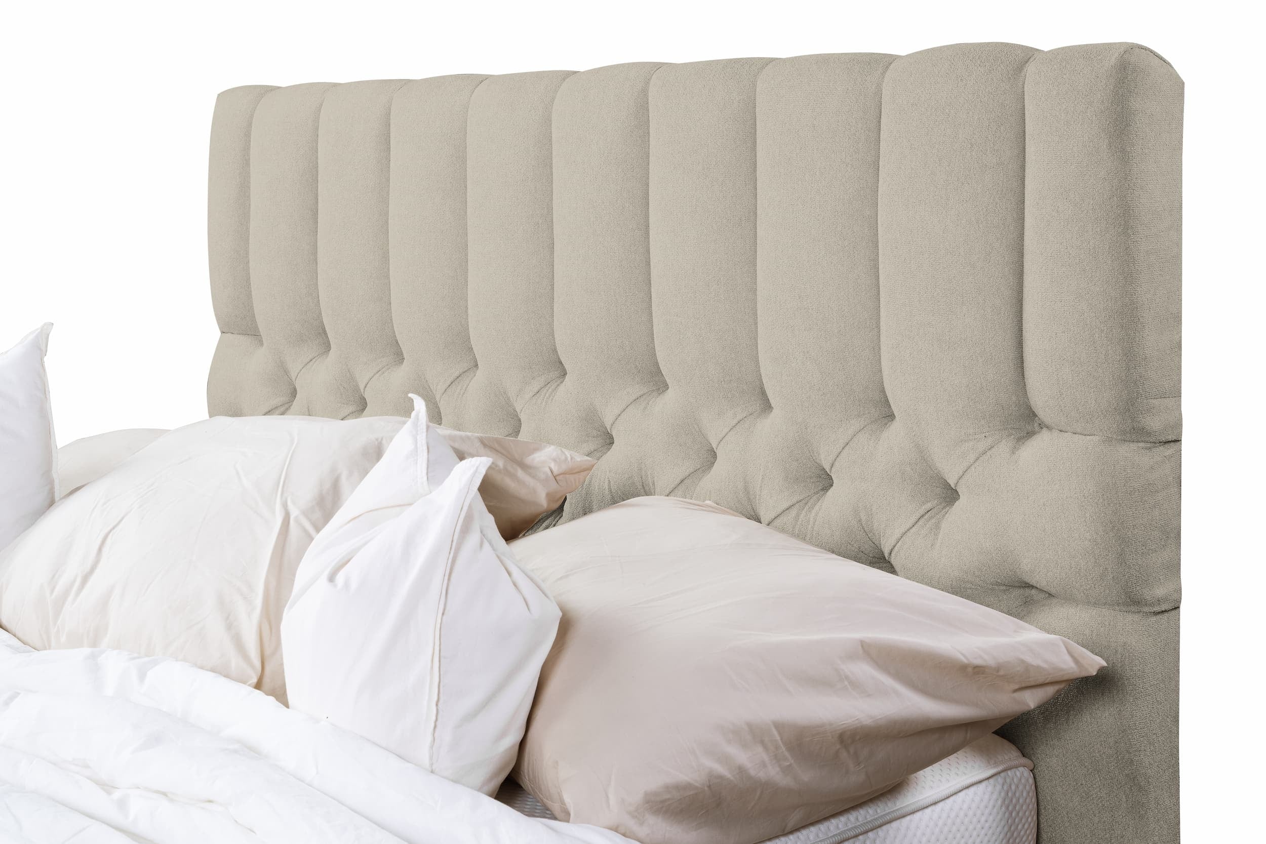 Pat tapitat cu stofa, Somiera Rabatabila cu spatiu de depozitare, Brennero Bej (5)