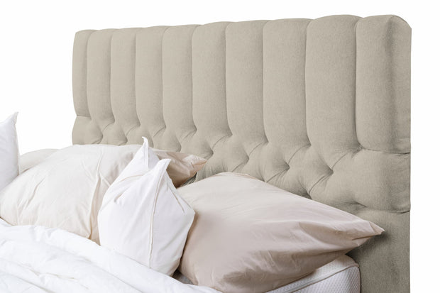 Pat tapitat cu stofa, Somiera Rabatabila cu spatiu de depozitare, Brennero Bej (5)