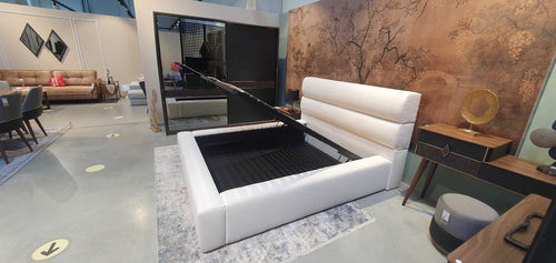 Mazur 200 x 160 cm Pat tapitat cu stofa, Somiera Rabatabila cu spatiu de depozitare, Iulius Ivoir