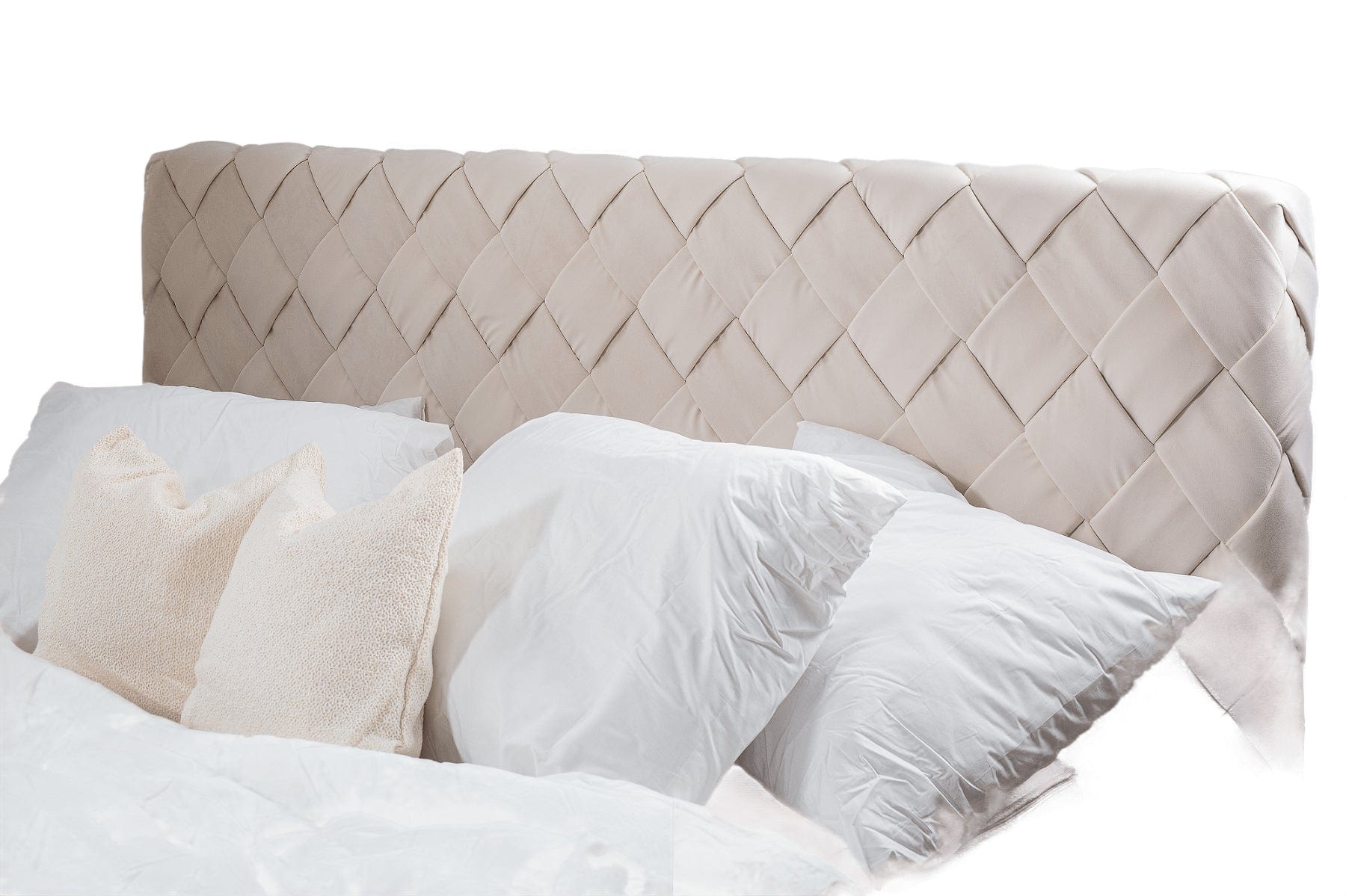 Pat tapitat cu stofa, Somiera Rabatabila cu spatiu de depozitare, Osaka Lux III Velvet Crem (2)
