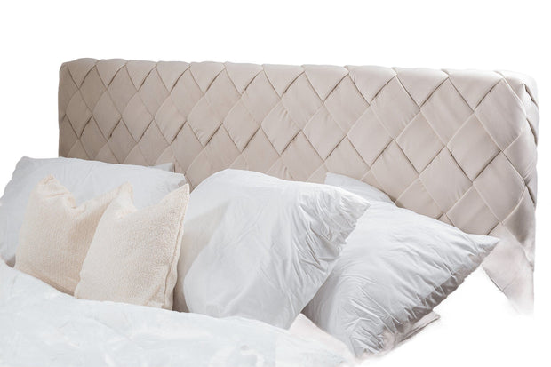 Pat tapitat cu stofa, Somiera Rabatabila cu spatiu de depozitare, Osaka Lux III Velvet Crem (2)