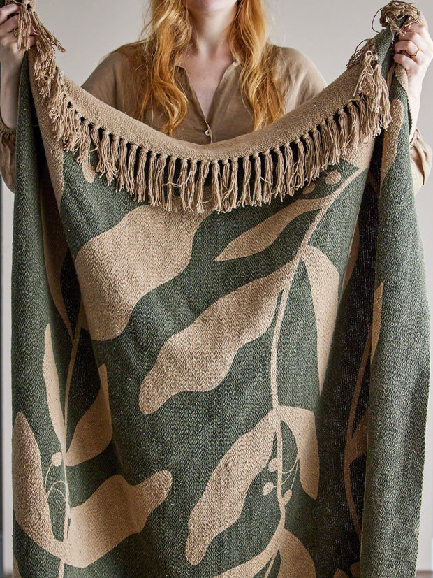 Patura decorativa din bumbac Geneva Verde, 160 x 130 cm (3)