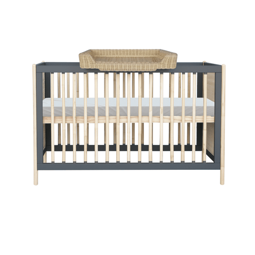 Theo Bebe Patut din lemn, ratan si MDF, pentru bebe, Oceania Gri / Natural