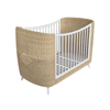 Theo Bebe Patut din lemn si ratan, pentru bebe, Coquillage Alb / Natural