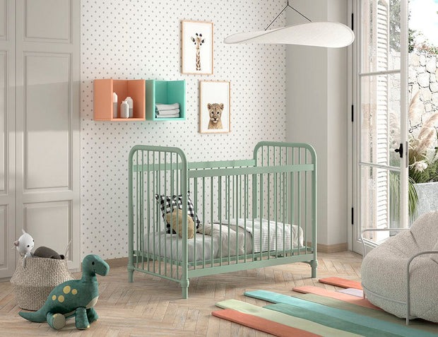 Vipack 120 x 60 cm Patut din metal, pentru bebe, Bronxx Verde Olive, 120 x 60 cm
