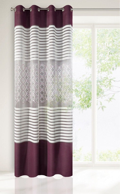 BFSummer Perdea Sandra Alb / Mov, 140 x 250 cm, 1 bucata