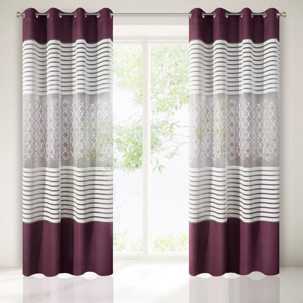 BFSummer Perdea Sandra Alb / Mov, 140 x 250 cm, 1 bucata