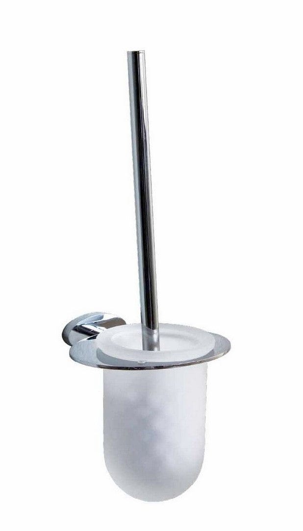 Perie de toaleta cu suport din sticla, plastic si metal, Rodi Alb / Crom, Ø14xH35 cm