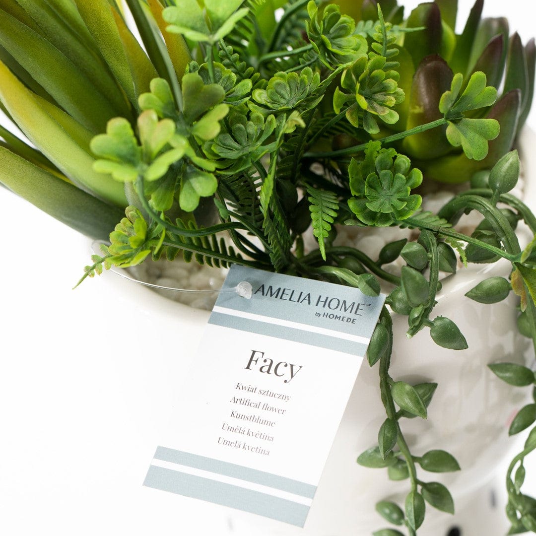 Decoking Planta artificiala in ghiveci, Facy Alb / Verde, H35 cm