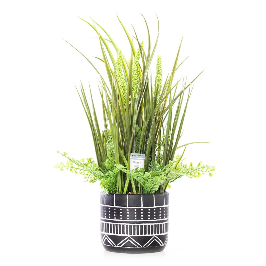 Planta artificiala in ghiveci, Grassy Verde / Antracit, H47 cm