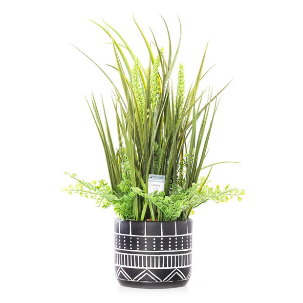 Planta artificiala in ghiveci, Grassy Verde / Antracit, H47 cm