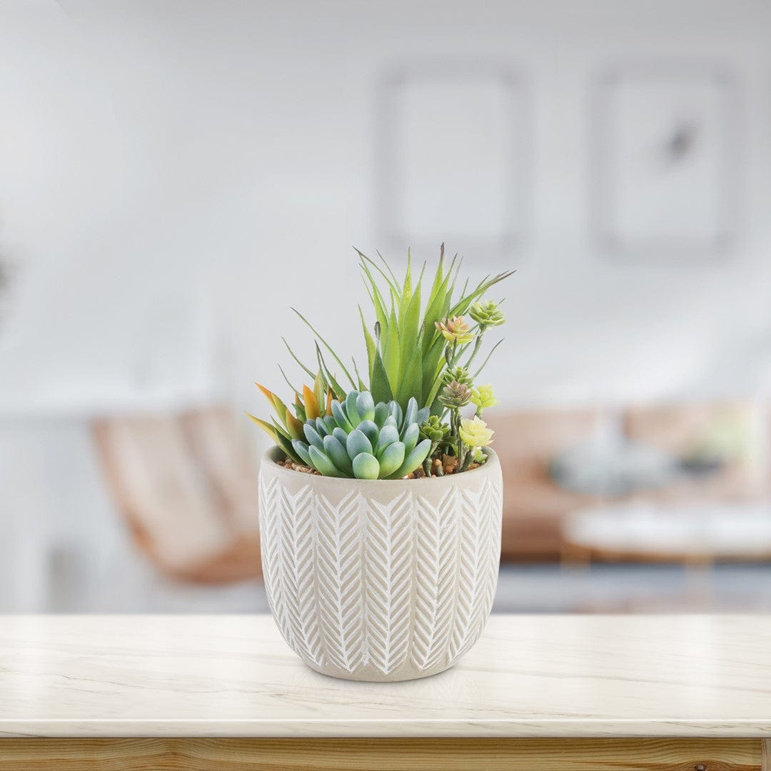 Decoking Planta artificiala in ghiveci, Herbi Bej / Verde, H26 cm