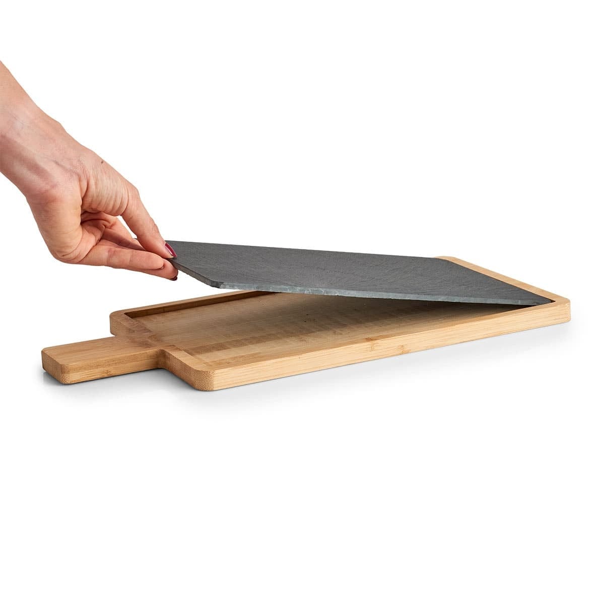 Platou servire, Slate Rectangle Grafit / Natural, L40xl19xH1,5 cm (2)