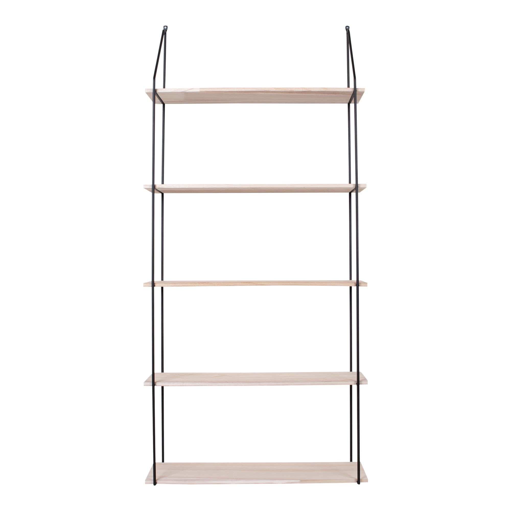 Raft suspendat din lemn de Paulownia si metal, Eindhoven Natural / Negru, l35xA15xH60 cm (2)