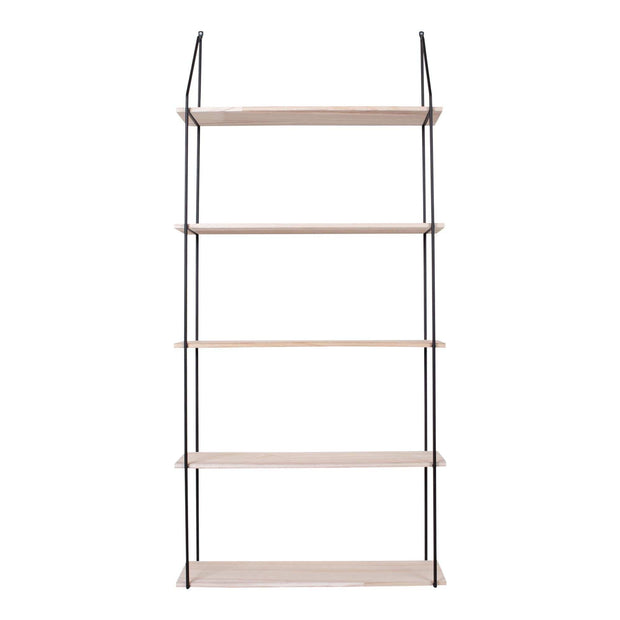 Raft suspendat din lemn de Paulownia si metal, Eindhoven Natural / Negru, l35xA15xH60 cm (2)