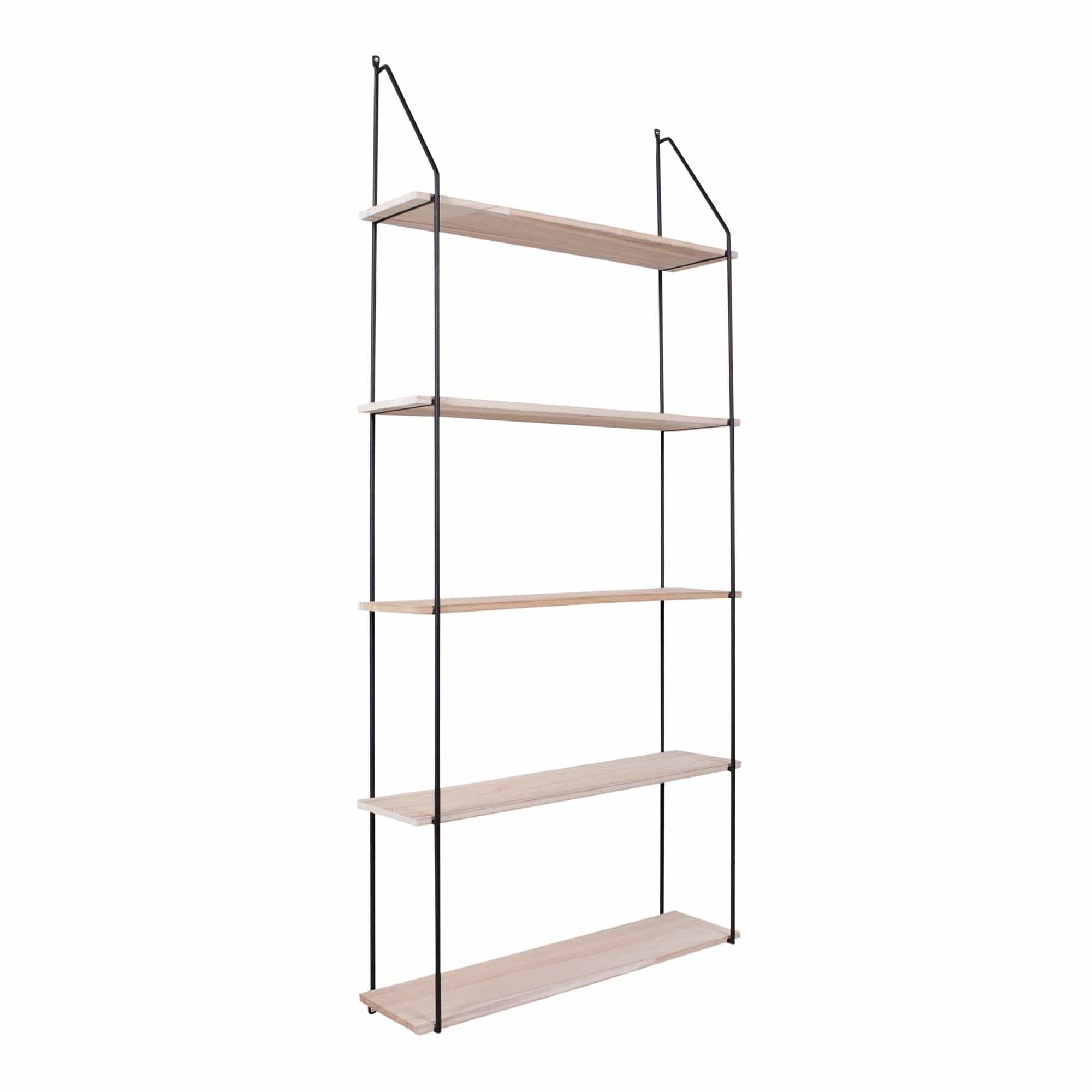 Raft suspendat din lemn de Paulownia si metal, Eindhoven Natural / Negru, l35xA15xH60 cm (3)