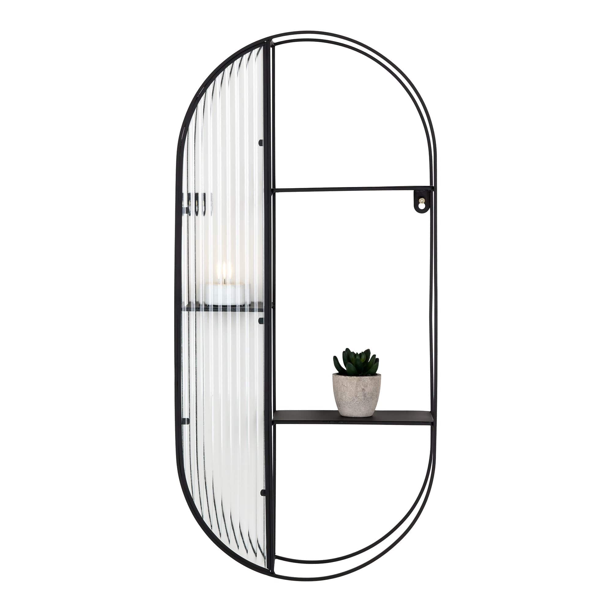 Raft suspendat din metal si sticla, Newcastle Negru, l35xA15xH60 cm (1)