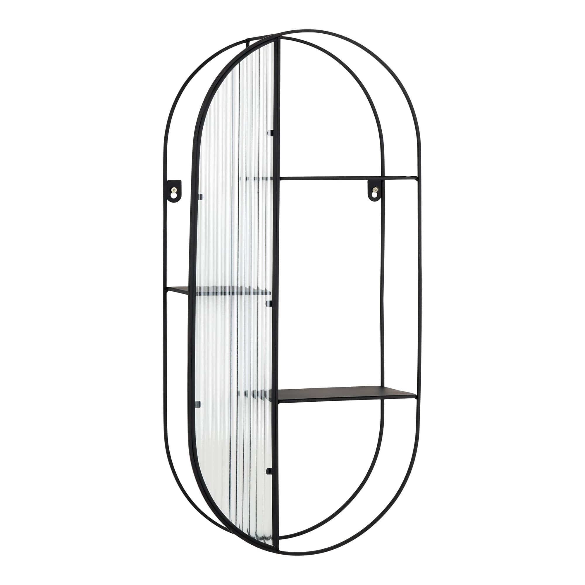 Raft suspendat din metal si sticla, Newcastle Negru, l35xA15xH60 cm (2)