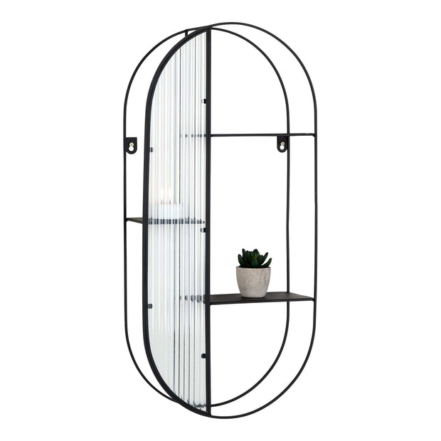 Raft suspendat din metal si sticla, Newcastle Negru, l35xA15xH60 cm (3)