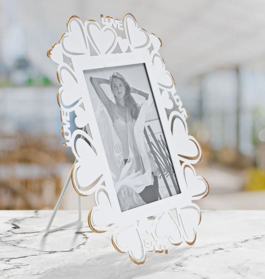 Rama foto decorativa din metal, Glamy Alb / Auriu, 25 x 27,7 cm (4)