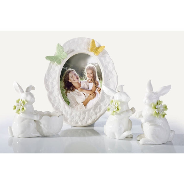 BFSummer Rama foto decorativa din portelan Hoop Crem, 16 x 20 cm