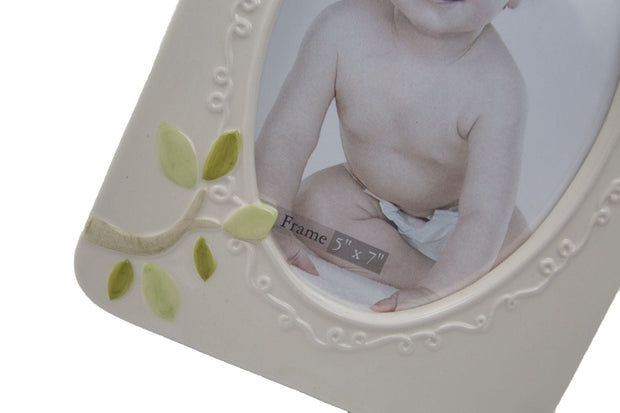 BFSummer Rama foto decorativa, din portelan Owl Bej, 15,8 x 23,9 cm