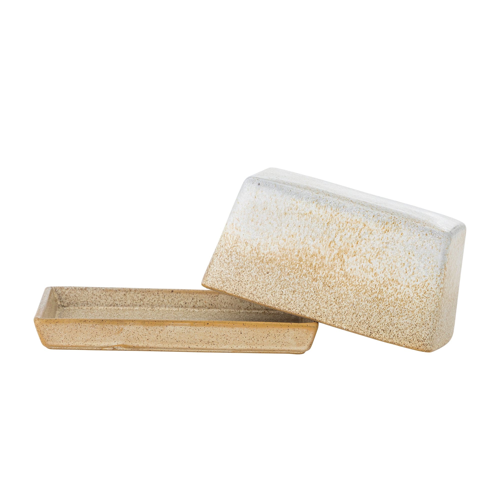 Bloomingville Recipient pentru unt din ceramica, Paula Natural, L17,5xl11,5xH8 cm