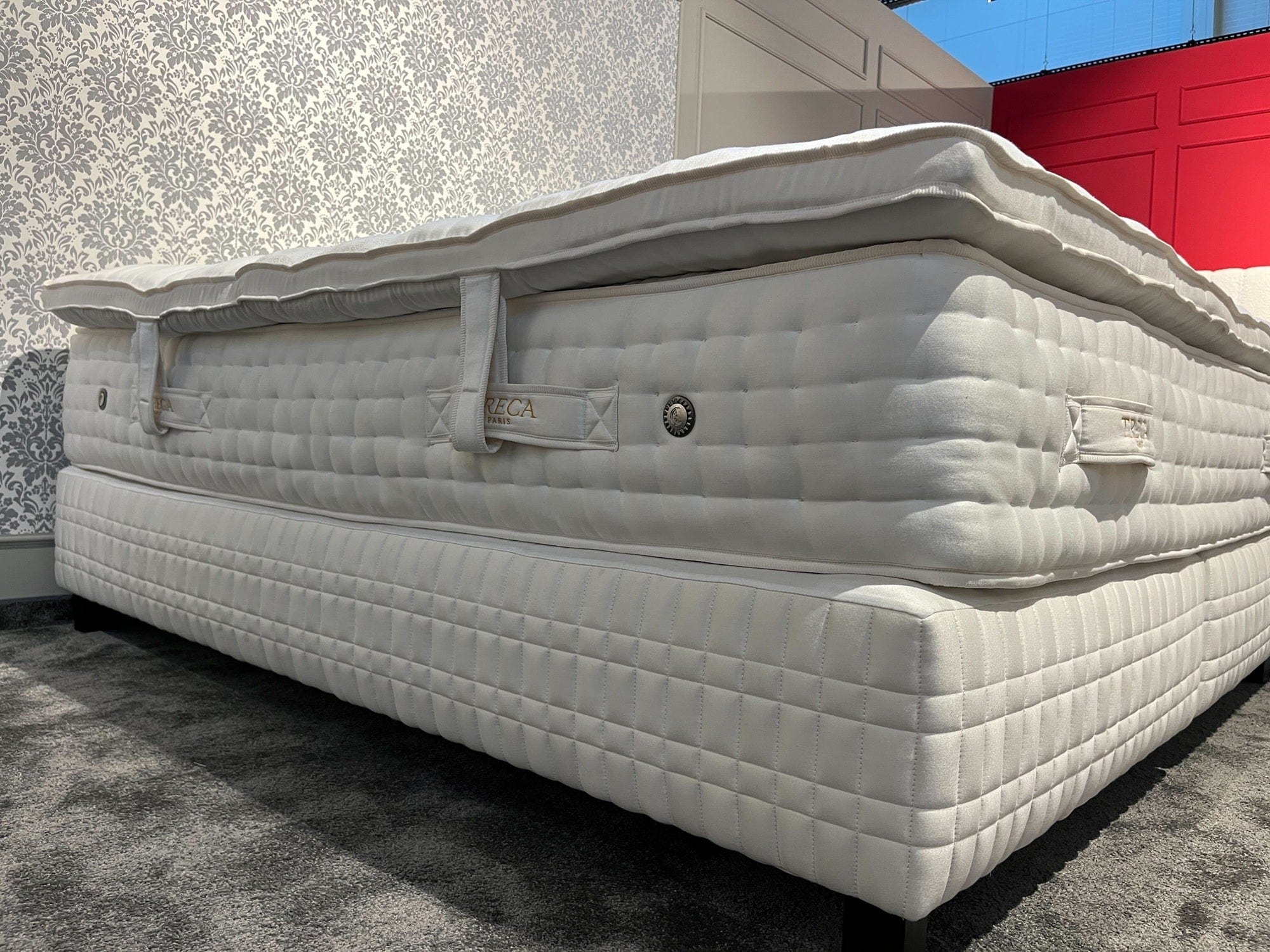 TRECA Saltea Couture Louange, 33 cm Grosime cu Rama de Pat si Topper H 10 cm inclus, 200 x 180 cm, Tréca Paris