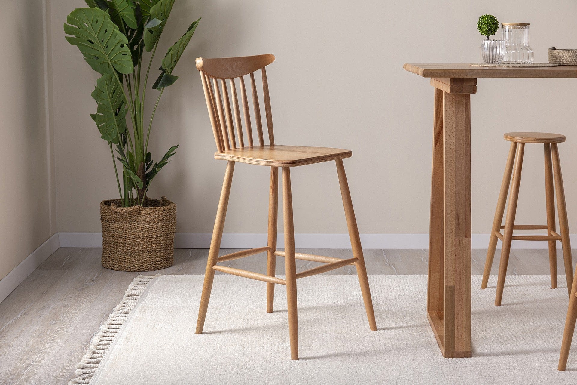 Asir Scaun de bar din lemn de fag Hestia Fag, l26xA26xH100 cm