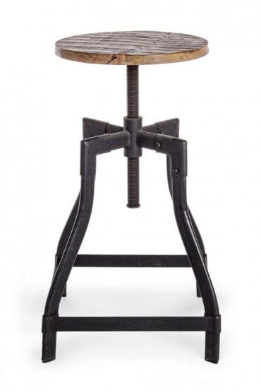 Scaun de bar din lemn si metal, Revolve Natural / Negru, Ø35xH48 cm (8)