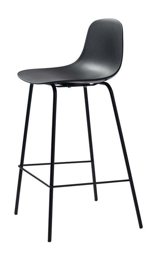 Unique Furniture A/S Scaun de bar din plastic si picioare metalice, Whitby Negru, l76xA57xH93 cm