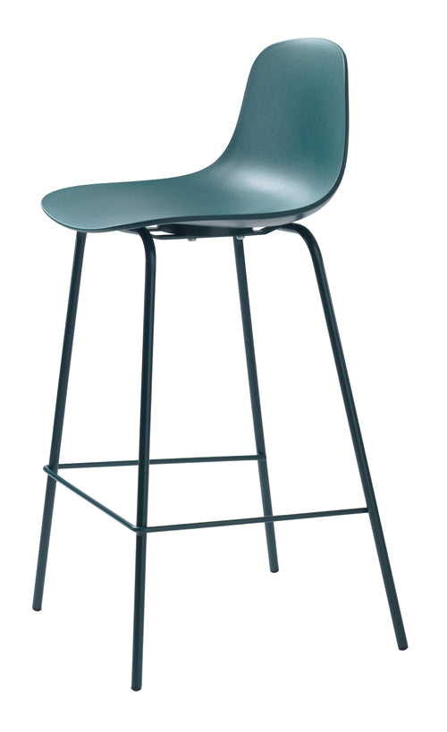 Unique Furniture A/S Scaun de bar din plastic si picioare metalice, Whitby Petrol, l81xA57xH93 cm
