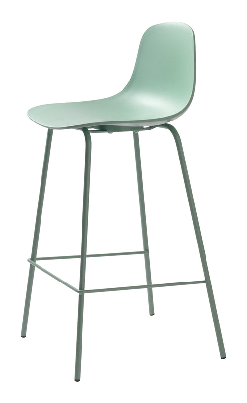 Unique Furniture A/S Scaun de bar din plastic si picioare metalice, Whitby Verde, l78xA57xH93 cm