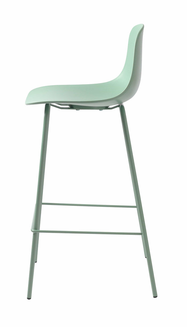 Unique Furniture A/S Scaun de bar din plastic si picioare metalice, Whitby Verde, l78xA57xH93 cm