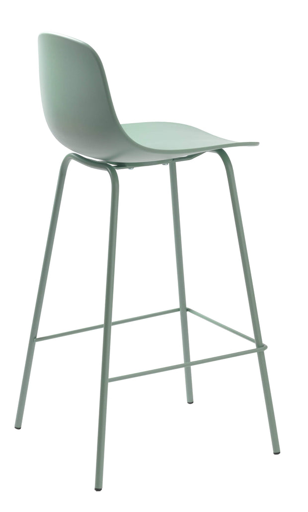 Unique Furniture A/S Scaun de bar din plastic si picioare metalice, Whitby Verde, l78xA57xH93 cm