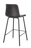 Scaun de bar tapitat cu piele ecologica si picioare metalice, Kyra Antracit, l38xA44,5xH93 cm (1)