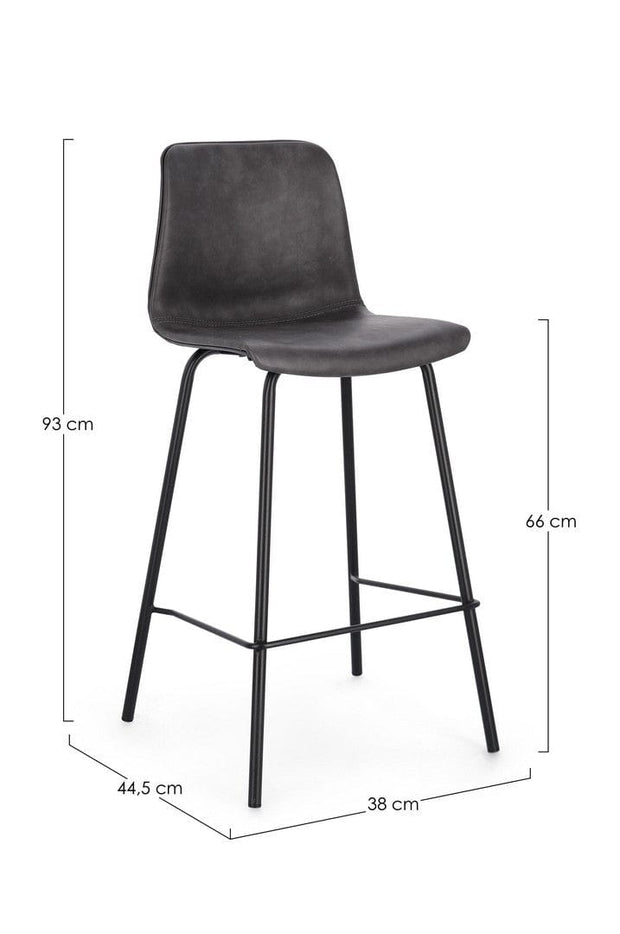 Scaun de bar tapitat cu piele ecologica si picioare metalice, Kyra Antracit, l38xA44,5xH93 cm (2)