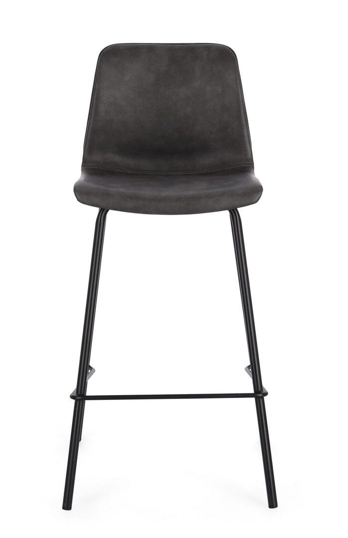 Scaun de bar tapitat cu piele ecologica si picioare metalice, Kyra Antracit, l38xA44,5xH93 cm (3)