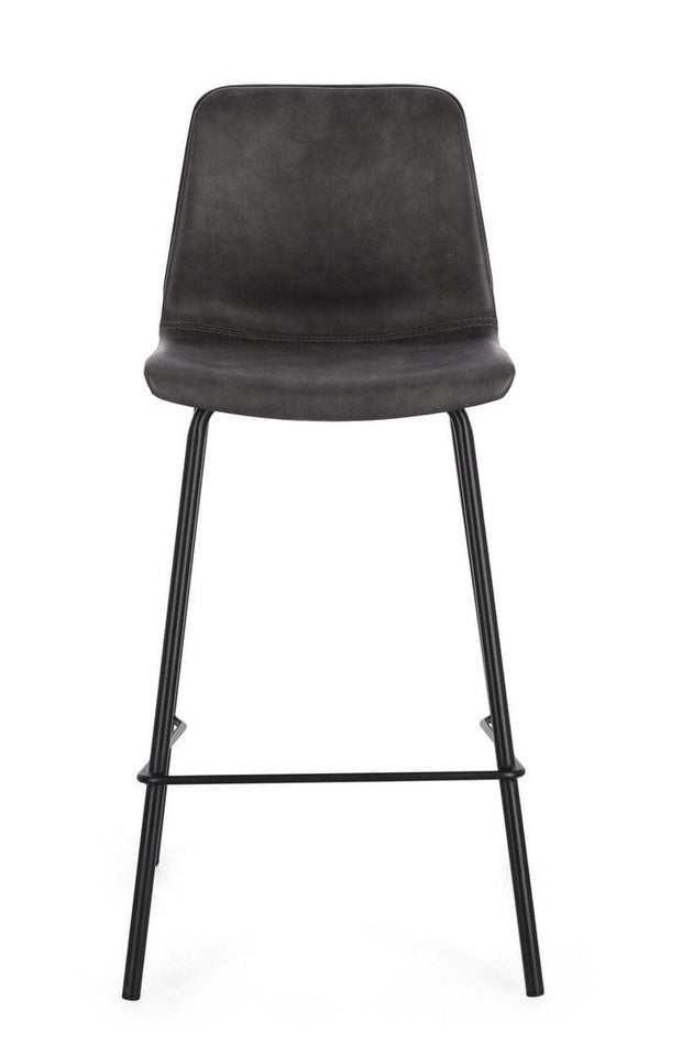 Scaun de bar tapitat cu piele ecologica si picioare metalice, Kyra Antracit, l38xA44,5xH93 cm (3)