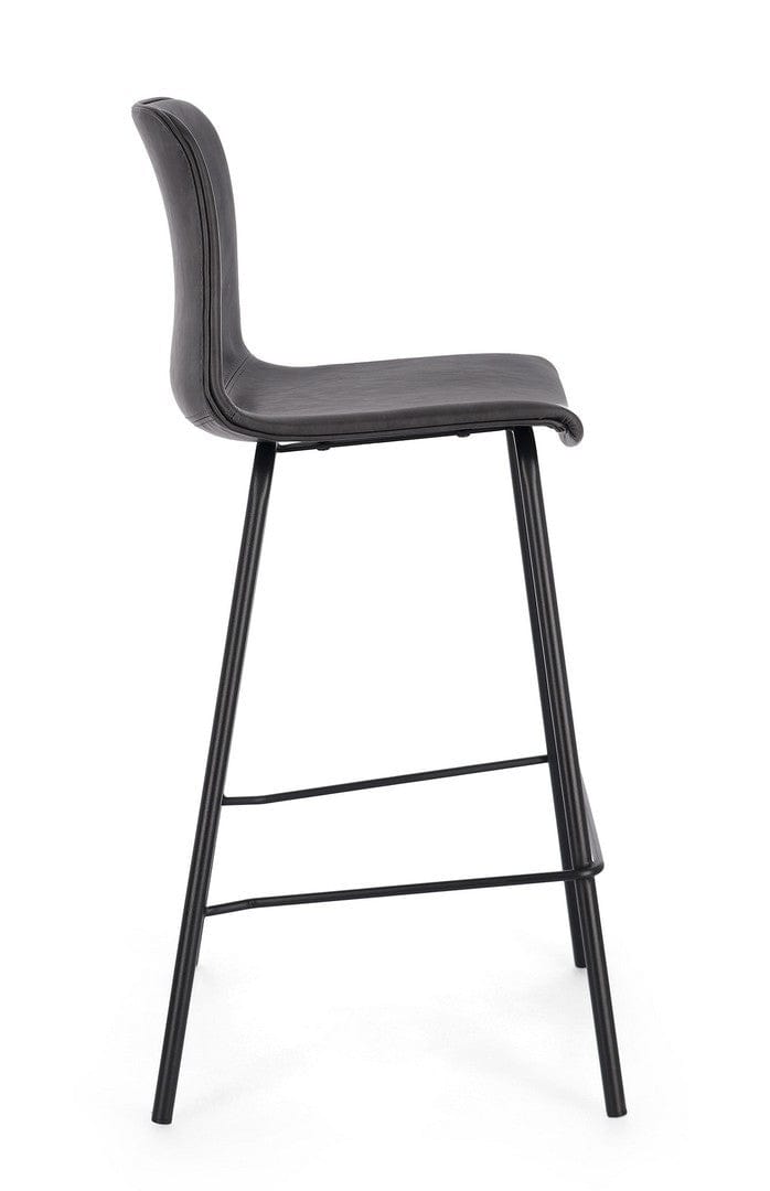 Scaun de bar tapitat cu piele ecologica si picioare metalice, Kyra Antracit, l38xA44,5xH93 cm (5)